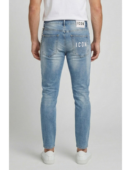 Icon jeans slim fit in denim con stampa logo posteriore Rhode Island IUD003 [19675fba]