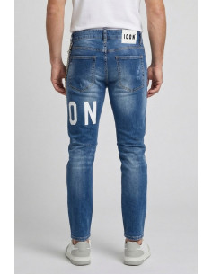 Icon jeans slim fit in denim con logo fronte/retro Rhide Island IUD009 [6808842f] 2