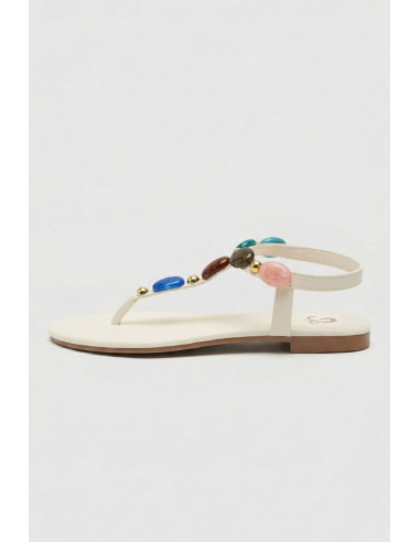 Gold & Gold sandalo infradito con pietre FL270 [fab41d93]