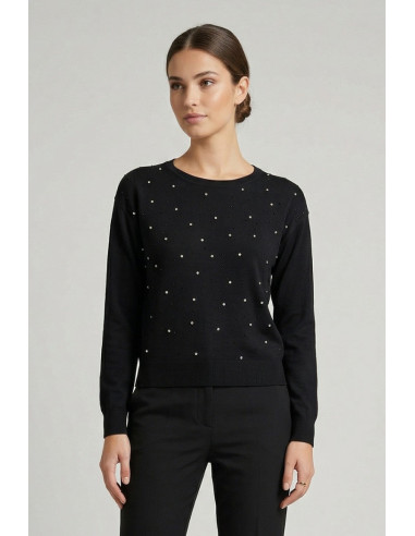 Fresh Flower maglia girocollo in misto viscosa con applicazioni FD468 [cc3980ce]