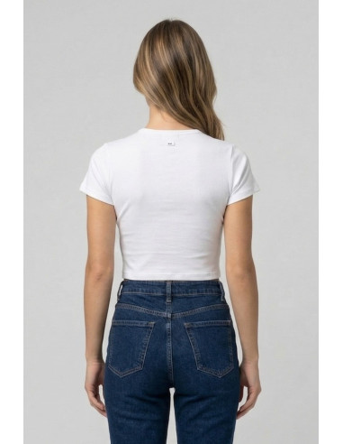 Icon t-shirt cropped in jersey stretch con maxi stampa logo IDT005 [4dc4514b]