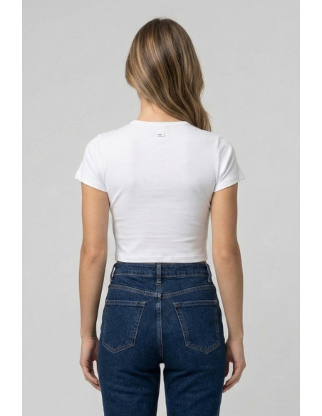 Icon t-shirt cropped in jersey stretch con maxi stampa logo IDT005 [4dc4514b]