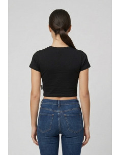 Icon t-shirt cropped in jersey stretch con maxi stampa logo IDT005 [bfe0aaca] 2