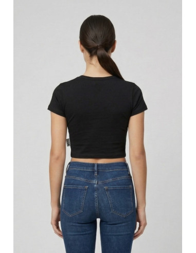 Icon t-shirt cropped in jersey stretch con maxi stampa logo IDT005 [66c6e9c7]