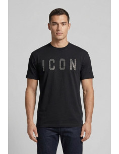 Icon t-shirt in cotone con logo borchiato IUT025 [afcf5a90]
