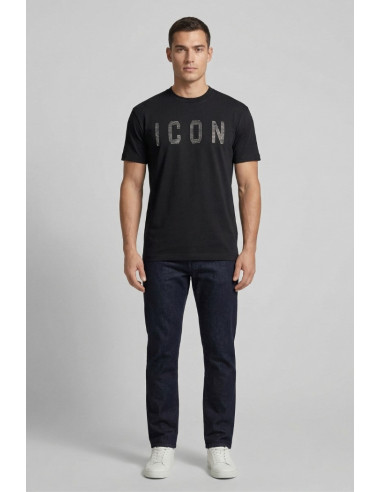 Icon t-shirt in cotone con logo borchiato IUT025 [c1f4d899]