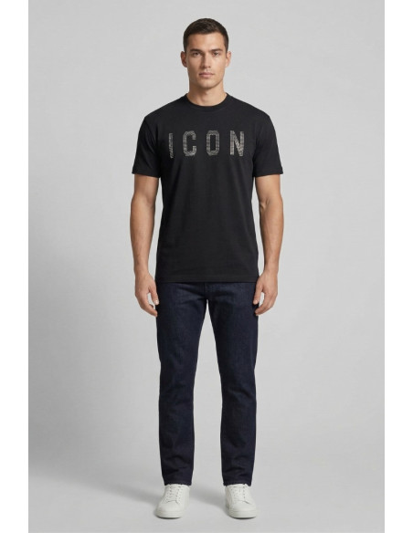 Icon t-shirt in cotone con logo borchiato IUT025 [c1f4d899]