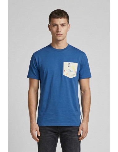 Icon t-shirt in cotone con taschino stampato IUW030 [4217052c]
