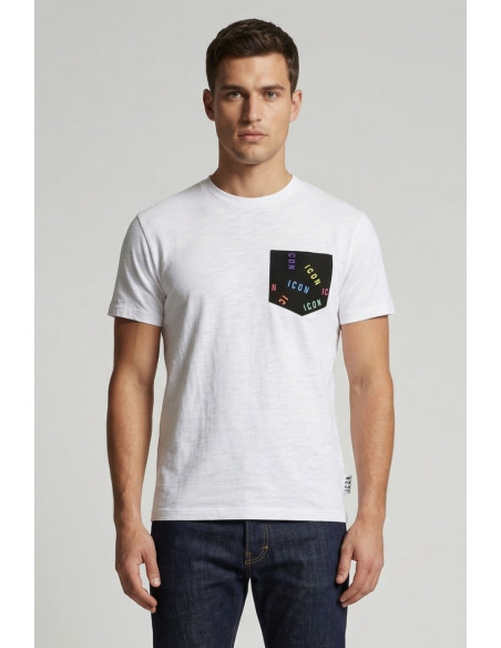 Icon t-shirt in cotone con taschino stampato IUW030 [d5989153]