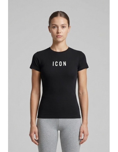 Icon t-shirt aderente in jersey con mini stampa logo IDT002 [869701c4]