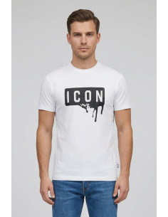 Icon t-shirt in cotone con stampa logo effetto lucido IUT019 [ef26d363]