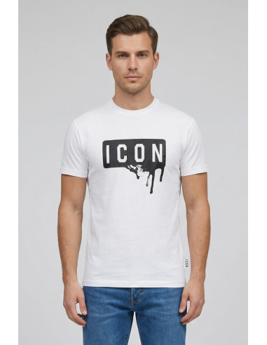 Icon t-shirt in cotone con stampa logo effetto lucido IUT019 [ef26d363]