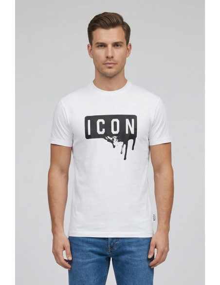 Icon t-shirt in cotone con stampa logo effetto lucido IUT019 [ef26d363]