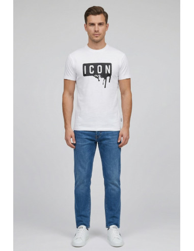 Icon t-shirt in cotone con stampa logo effetto lucido IUT019 [811d516a]