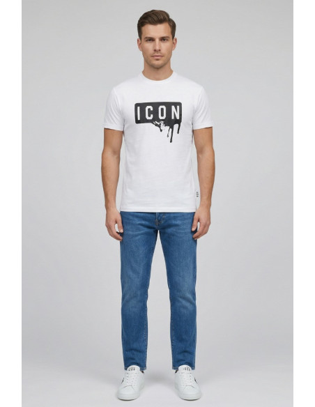 Icon t-shirt in cotone con stampa logo effetto lucido IUT019 [811d516a]