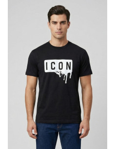 Icon t-shirt in cotone con stampa logo effetto lucido IUT019 [c4246bef]
