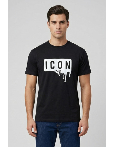 Icon t-shirt in cotone con stampa logo effetto lucido IUT019 [c4246bef]