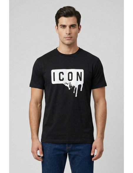 Icon t-shirt in cotone con stampa logo effetto lucido IUT019 [c4246bef]
