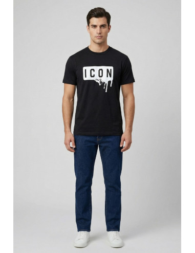 Icon t-shirt in cotone con stampa logo effetto lucido IUT019 [aa1fe9e6]