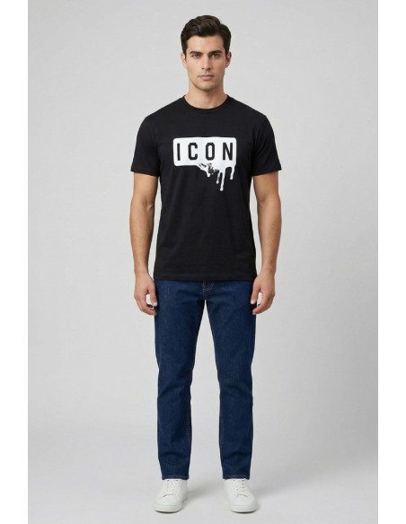 Icon t-shirt in cotone con stampa logo effetto lucido IUT019 [aa1fe9e6]
