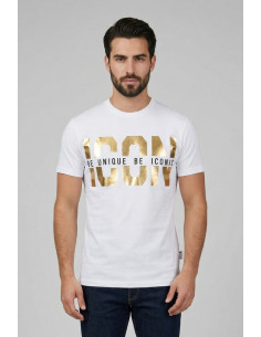 Icon t-shirt in cotone con logo oro IUT022 [3e25c4f5]