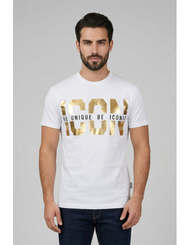 Icon t-shirt in cotone con logo oro IUT022 [3e25c4f5]