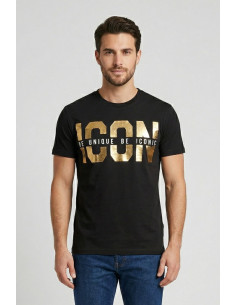 Icon t-shirt in cotone con logo oro IUT022 [15277c79]