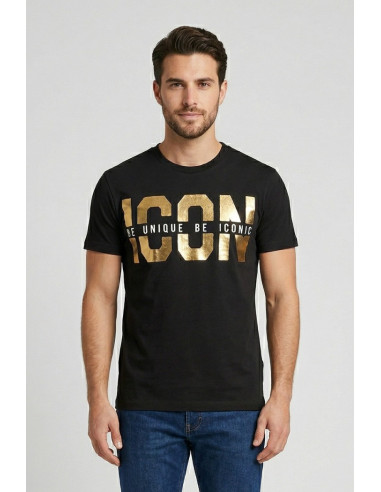 Icon t-shirt in cotone con logo oro IUT022 [15277c79]