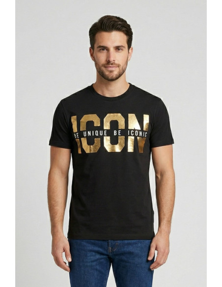 Icon t-shirt in cotone con logo oro IUT022 [15277c79]