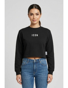 Icon felpa girocollo in cotone stretch con stampe logo IDF007 [0e8079e9]