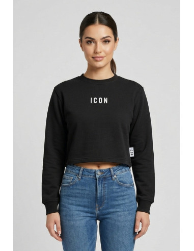 Icon felpa girocollo in cotone stretch con stampe logo IDF007 [0e8079e9]