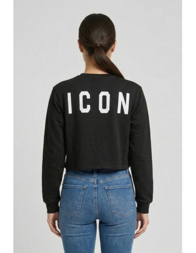 Icon felpa girocollo in cotone stretch con stampe logo IDF007 [d7a63ae4]