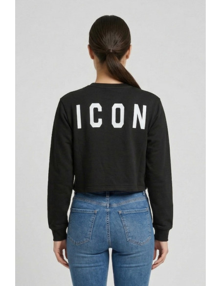 Icon felpa girocollo in cotone stretch con stampe logo IDF007 [d7a63ae4]