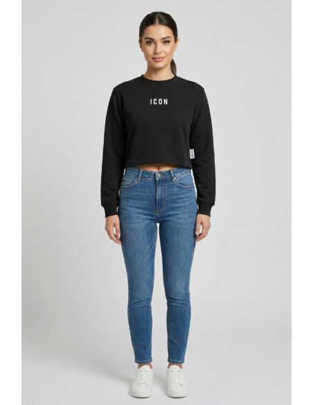 Icon felpa girocollo in cotone stretch con stampe logo IDF007 [60bbfbe0]