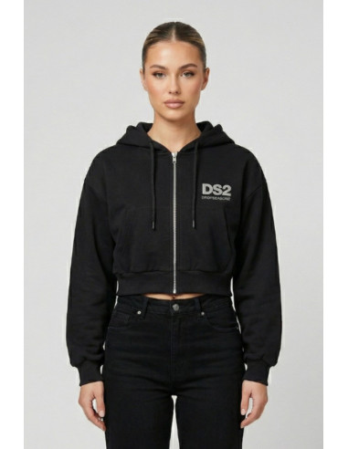Drop Season 2 felpa cropped in cotone con zip e cappuccio SS26W500 [903853a2]