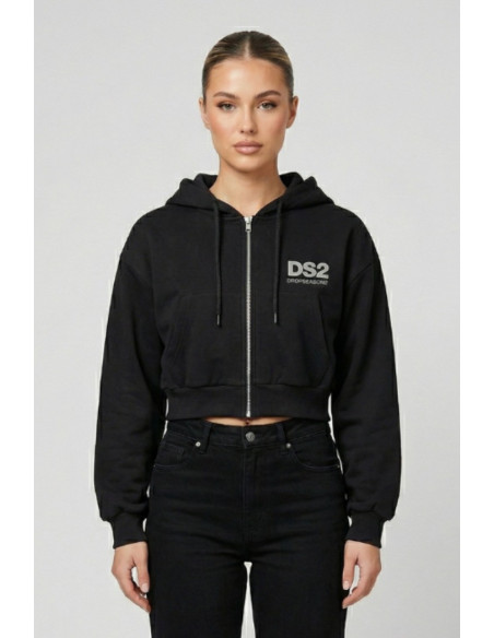 Drop Season 2 felpa cropped in cotone con zip e cappuccio SS26W500 [903853a2]