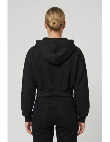 Drop Season 2 felpa cropped in cotone con zip e cappuccio SS26W500 [491e10af]