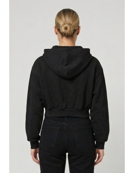 Drop Season 2 felpa cropped in cotone con zip e cappuccio SS26W500 [491e10af]