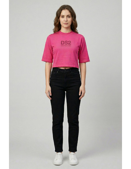 Drop Season 2 t-shirt cropped in cotone SS26W511 [f695a6ef]