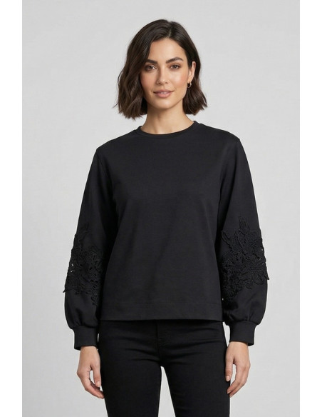 PDK felpa in misto cotone con inserti in pizzo 3297P4612 [b0c6ad05]