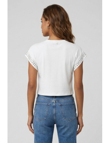 Fresh Flower t-shirt in cotone con strass FD555 [01000dd6]