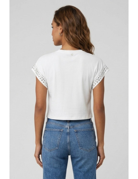 Fresh Flower t-shirt in cotone con strass FD555 [01000dd6]