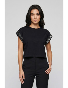 Fresh Flower t-shirt in cotone con strass FD555 [f324f657]