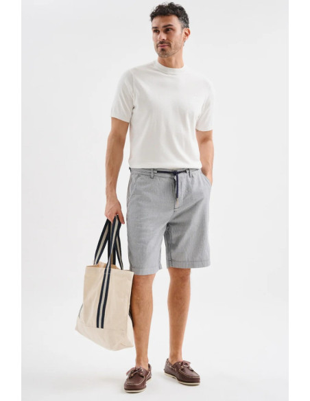 Jaggy bermuda jogger in lino rigato Inca JMC004KS107261 [7c95fad6]