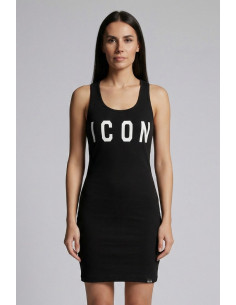 Icon abito canotta in cotone stretch con maxi stampa logo IDA002 [b99fe6f3] 2