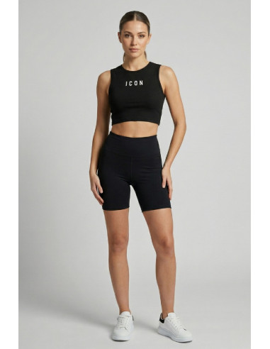 Icon top in cotone stretch con mini stampa logo IDT004 [5c7af5e9]