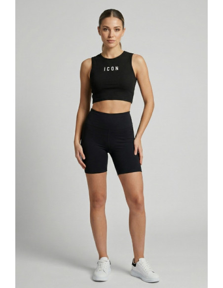 Icon top in cotone stretch con mini stampa logo IDT004 [5c7af5e9]
