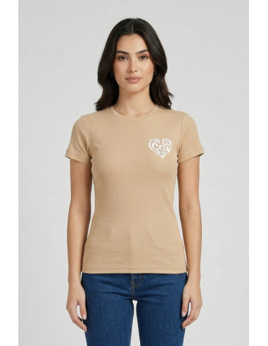 Icon t-shirt in jersey di cotone con stampa cuore IDT018 [cd8f3853]