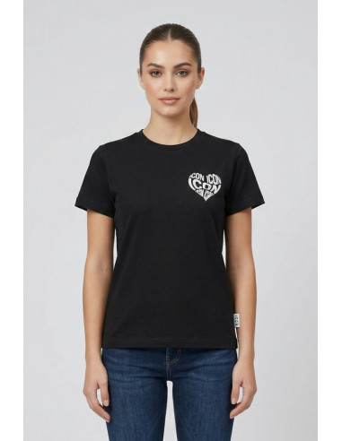 Icon t-shirt in jersey di cotone con stampa cuore IDT018 [c25b27d6]