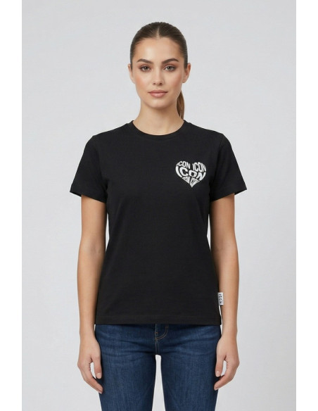 Icon t-shirt in jersey di cotone con stampa cuore IDT018 [c25b27d6]